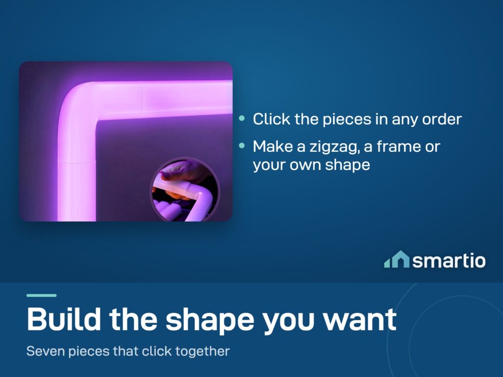 Govee Glide Wall Light corner piece glowing purple where two pieces join