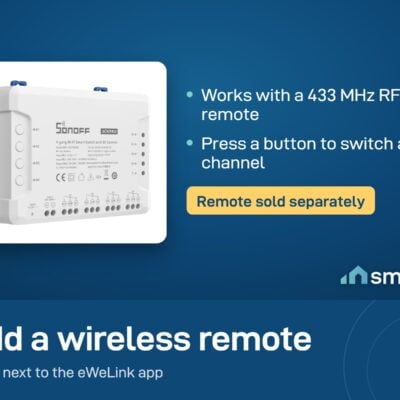 Sonoff 4CHPRO R3 supports a 433 MHz RF remote, which is sold separately