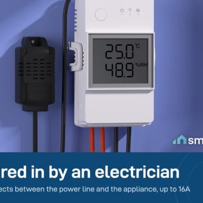 Sonoff TH Elite wired in with a temperature probe connected