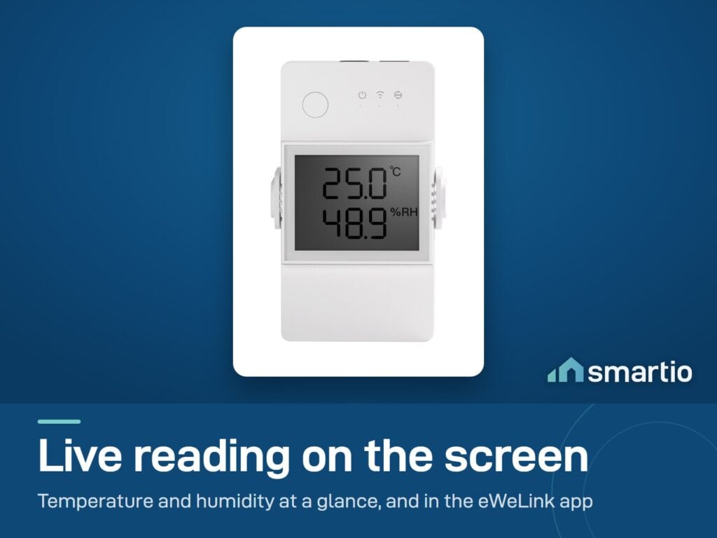 Sonoff TH Elite screen showing live temperature and humidity