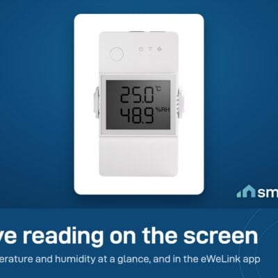 Sonoff TH Elite screen showing live temperature and humidity