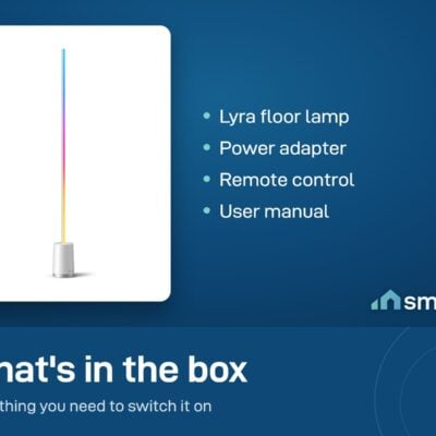 What's in the Govee Lyra floor lamp box: lamp, power adapter, remote control and user manual
