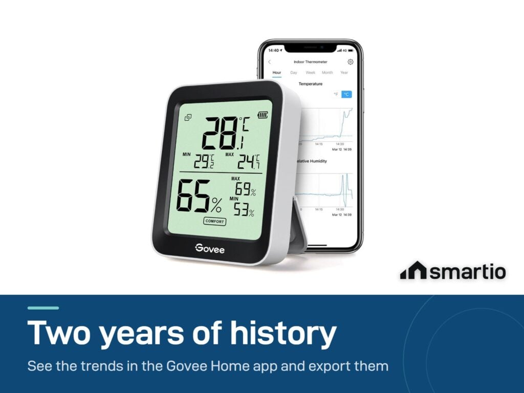 Govee H5075 temperature and humidity history in the app