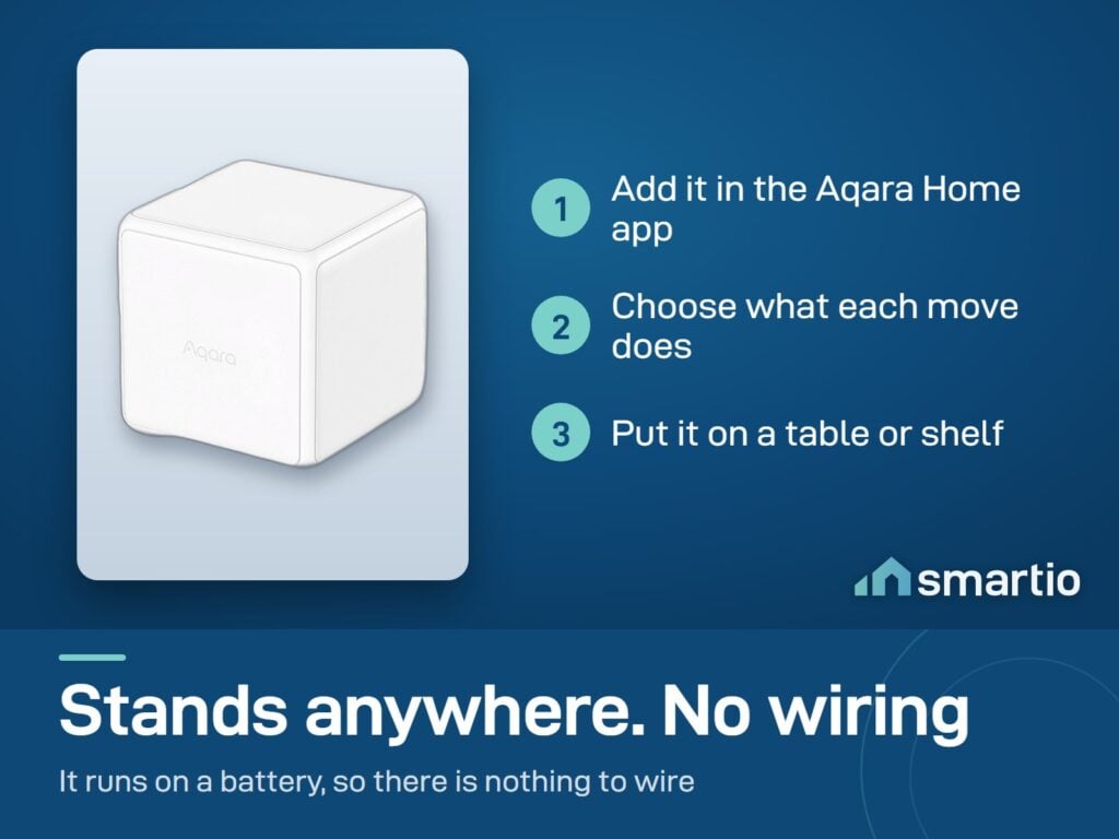 Aqara Cube setup: add it in the Aqara Home app, choose what each move does, put it on a table or shelf