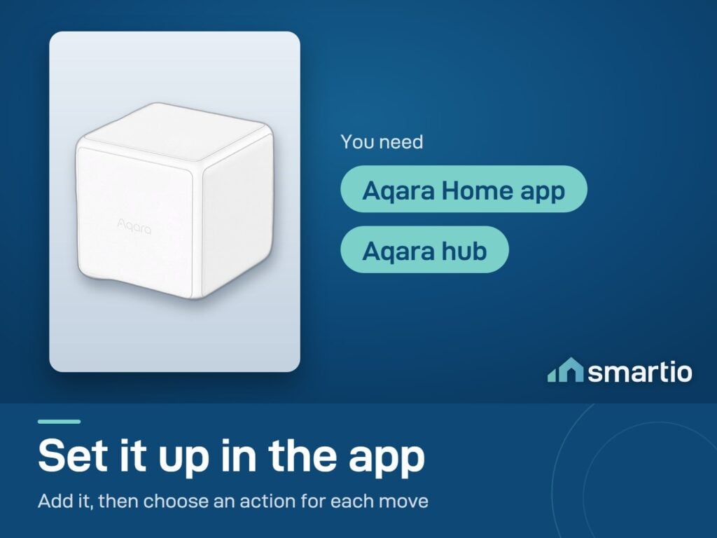 Aqara Cube is set up in the Aqara Home app and needs an Aqara hub