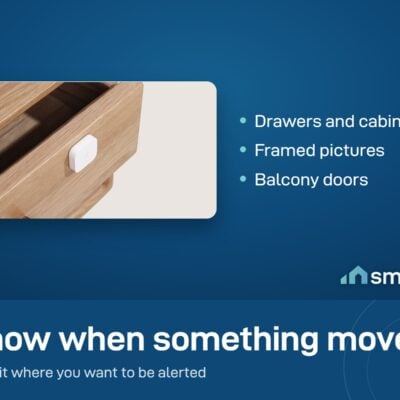 Aqara Vibration Sensor stuck inside a wooden drawer to alert you when it is opened