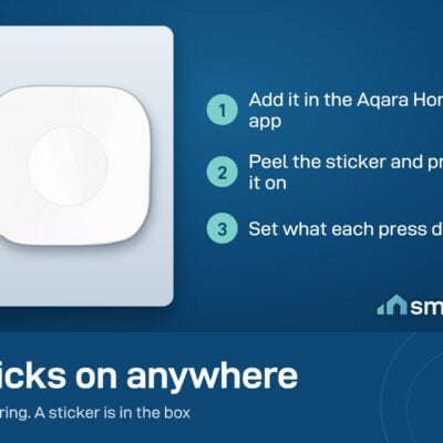 Aqara Wireless Mini Switch setup: add it in the Aqara Home app, stick it in place, set what each press does