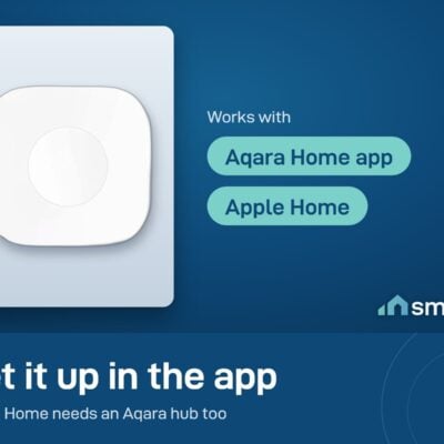 Aqara Wireless Mini Switch works with the Aqara Home app and Apple Home. Both need an Aqara hub