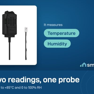 Sonoff THS01 probe measures temperature from -40 to 85 degrees Celsius and humidity from 0 to 100 percent
