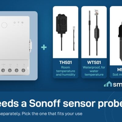 Sonoff TH Origin needs a sensor probe, sold separately: THS01 temperature and humidity, WTS01 water, MS01 soil