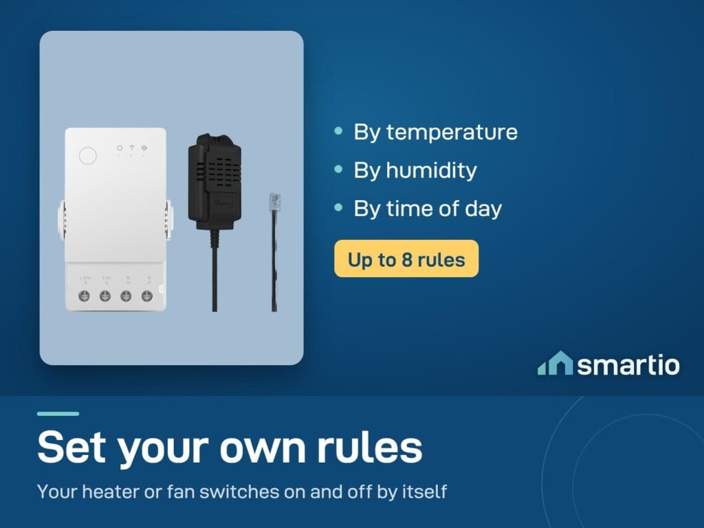 Sonoff TH Origin with a probe: up to 8 rules to switch an appliance by temperature, humidity or time of day