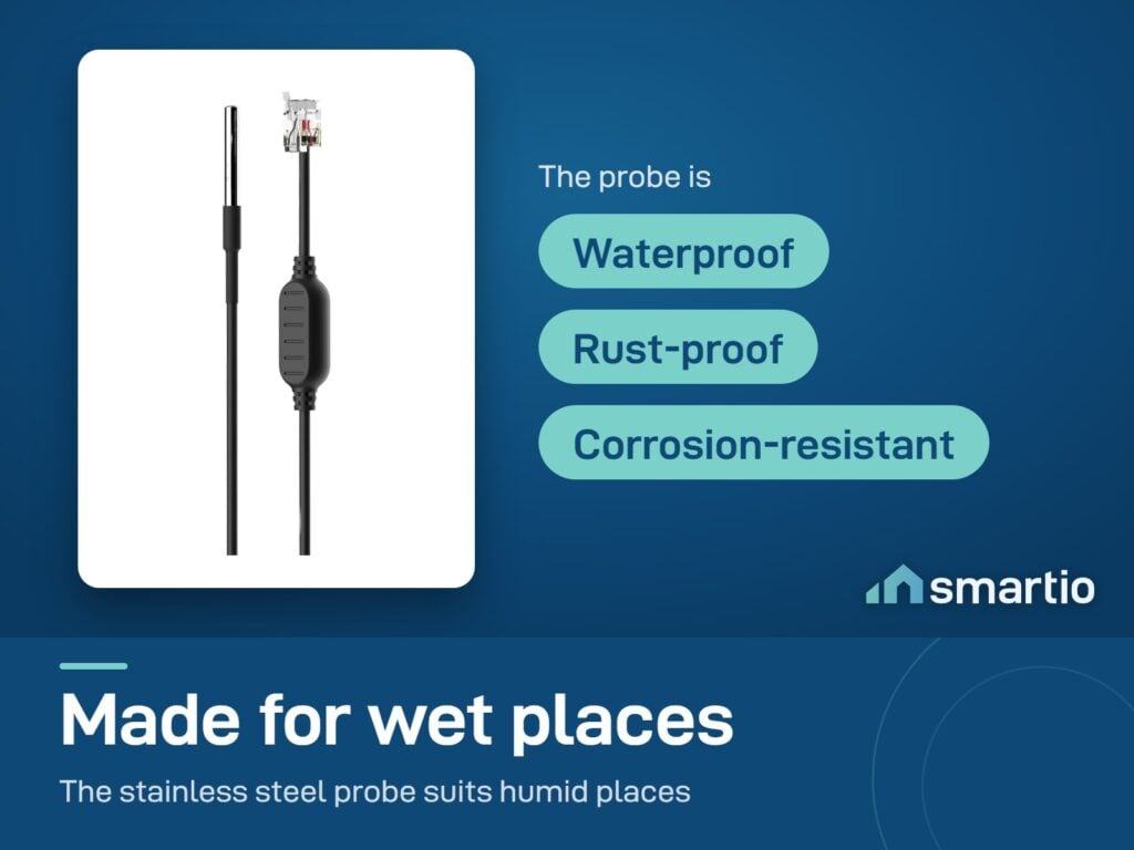 Sonoff WTS01 stainless steel probe: waterproof, rust-proof and corrosion-resistant