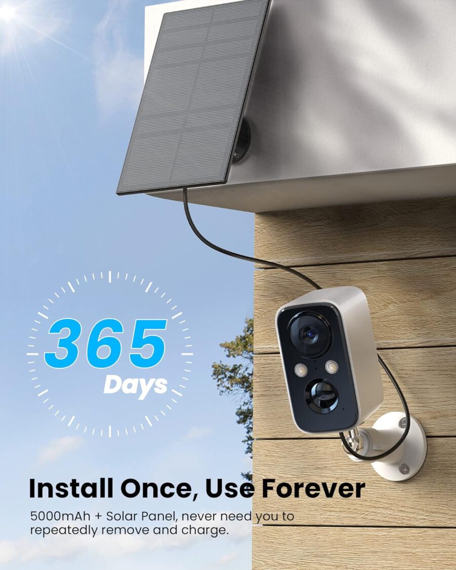 CloudEdge Solar Powered 1080p Battery Security Camera with Motion Detection, Night Vision, Siren, and Local Storage
