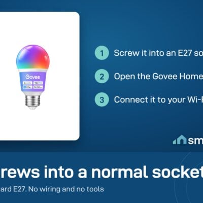 Govee Smart LED Bulb setup: screw in, open Govee Home, connect to Wi-Fi