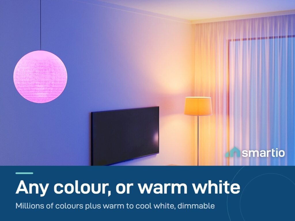 Govee Smart LED Bulb in a pink colour in a living room