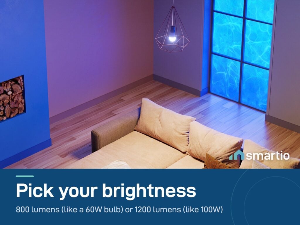 Govee Smart LED Bulb lighting a living room