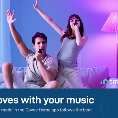 Govee Smart LED Bulb in music mode while a couple sings