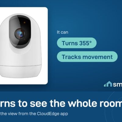 CloudEdge Pan and Tilt Camera turns 355 degrees and tracks movement