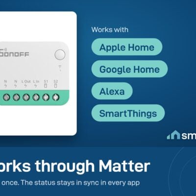 Sonoff MINIR4M Matter relay works with Apple Home, Google Home, Alexa and SmartThings through Matter
