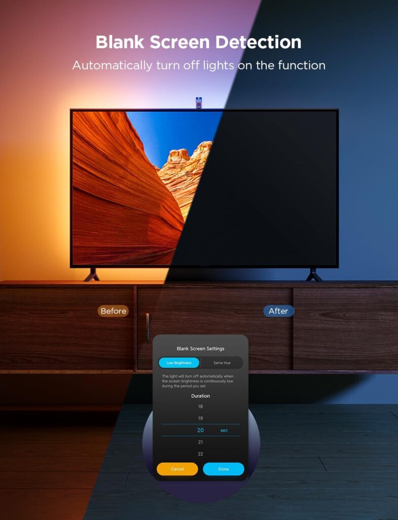 4 Best LED Strip Lights in Lebanon for Your Room (Updated 2026) 13 Govee TV Backlight 3 Lite glowing behind a wall-mounted TV