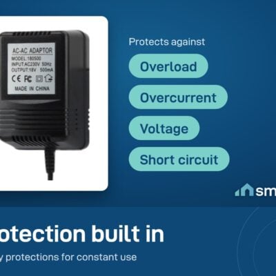 Video doorbell 18V transformer with protection against overload, overcurrent, voltage problems and short circuits