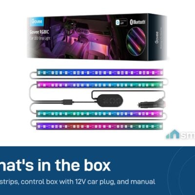 What's in the Govee Car LED Lights box: light strips, control box with 12V plug