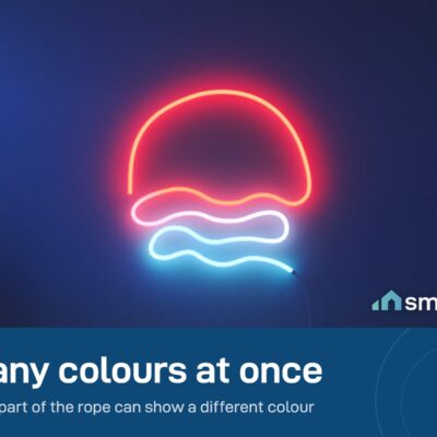 Govee Neon Rope Light 2 shaped as a jellyfish glowing in red and blue