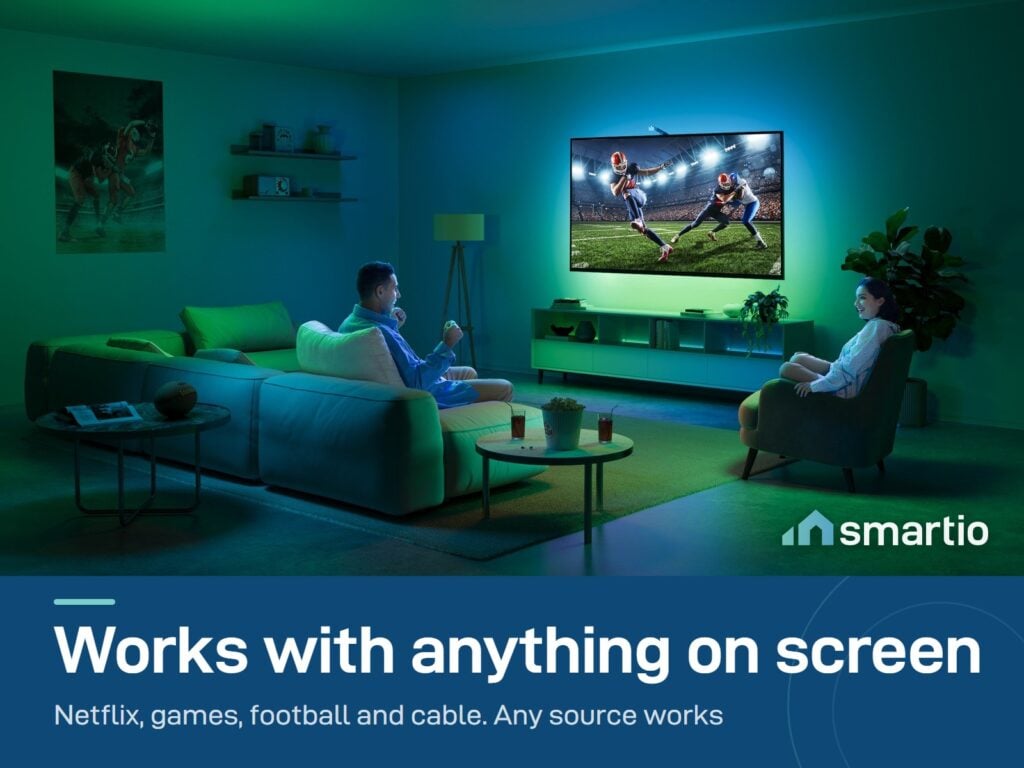 Govee TV Backlight 3 Lite matching the wall to a football match on TV