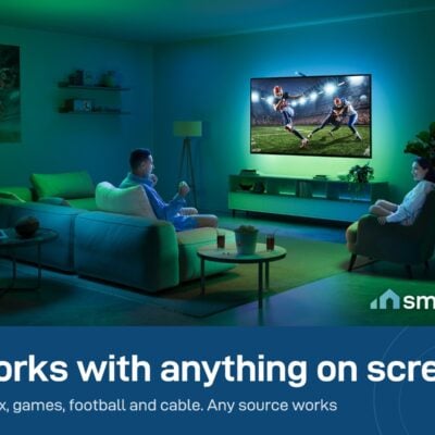 Govee TV Backlight 3 Lite matching the wall to a football match on TV