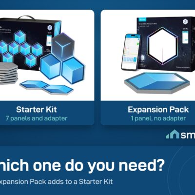 Govee Glide Hexagon Panels in two options: the Starter Kit with 7 panels and the Expansion Pack with 1 panel