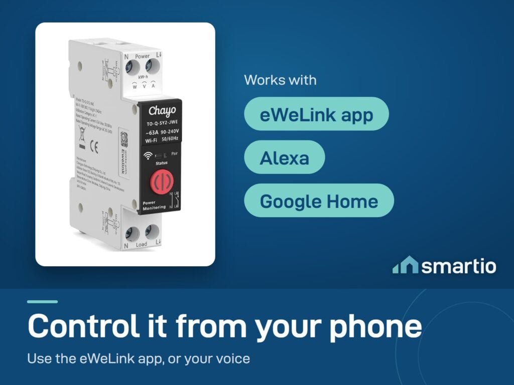 Chayo (Tongou) eWeLink smart breaker works with the eWeLink app, Alexa and Google Home