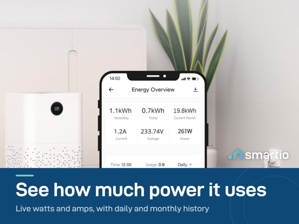 Sonoff S60 power use shown in the eWeLink app