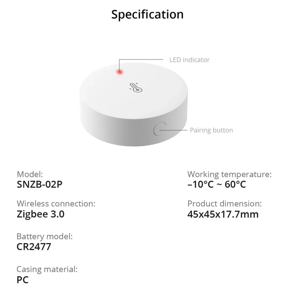 Sonoff ZigBee Temperature Humidity Sensor SNZB-02P