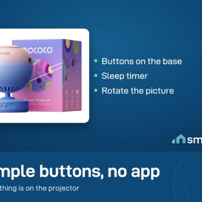 POCOCO Galaxy Star Projector has buttons on its base for the timer and picture rotation, with no app