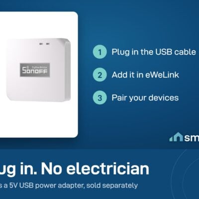 Sonoff Zigbee Bridge Pro setup: plug in the USB cable, add it in eWeLink, pair your devices