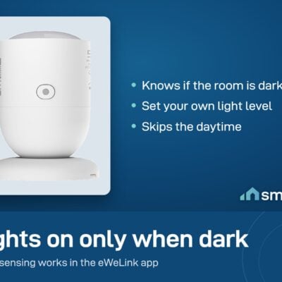 Sonoff SNZB-06P presence sensor with a built-in light sensor that can switch lights on only when the room is dark