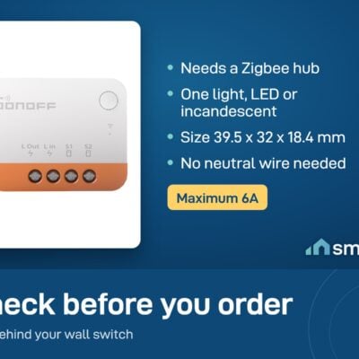 Sonoff ZBMINIL2 Zigbee module: one load up to 6A, LED or incandescent, no neutral wire, Zigbee hub needed