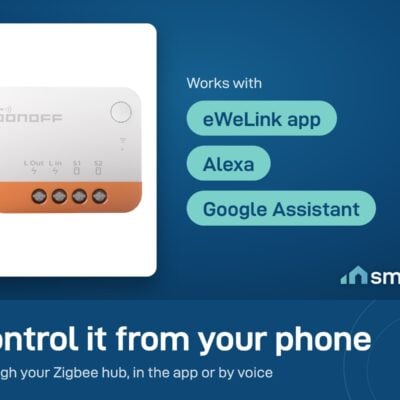 Sonoff ZBMINIL2 is controlled in the eWeLink app through a Zigbee hub, or by voice with Alexa and Google Assistant