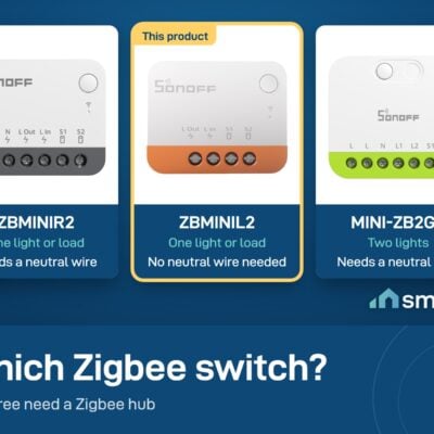 Sonoff Zigbee switches compared: ZBMINIR2 one load with neutral, ZBMINIL2 one load no neutral, MINI-ZB2GS two lights
