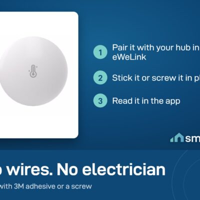 Sonoff SNZB-02P setup: pair with your Zigbee hub in eWeLink, stick or screw it in place, read it in the app