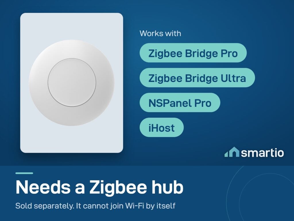 Sonoff SNZB-01P wireless button needs a Zigbee hub, sold separately: Zigbee Bridge Pro, Bridge Ultra, NSPanel Pro or iHost