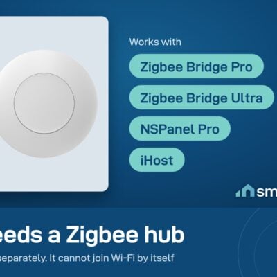 Sonoff SNZB-01P wireless button needs a Zigbee hub, sold separately: Zigbee Bridge Pro, Bridge Ultra, NSPanel Pro or iHost