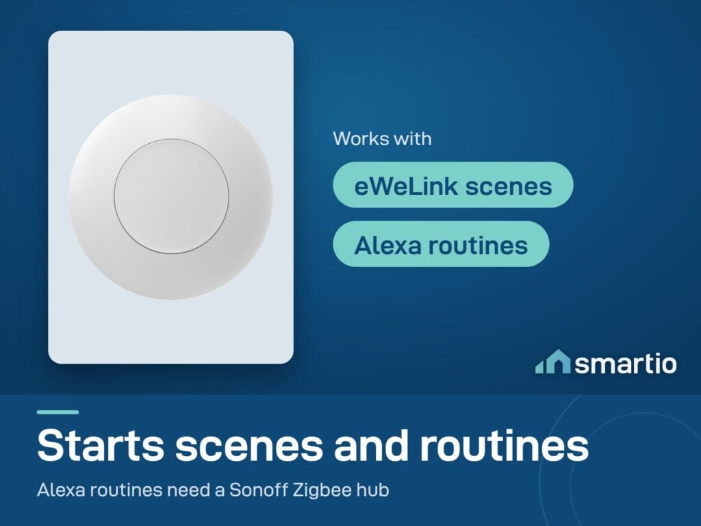 Sonoff SNZB-01P wireless button starts eWeLink scenes and Alexa routines through a Sonoff Zigbee hub