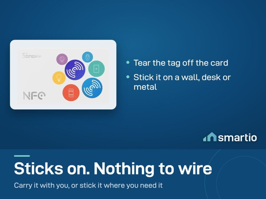 Sonoff NFC tag card: tear the tag off and stick it on a wall, desk or metal surface