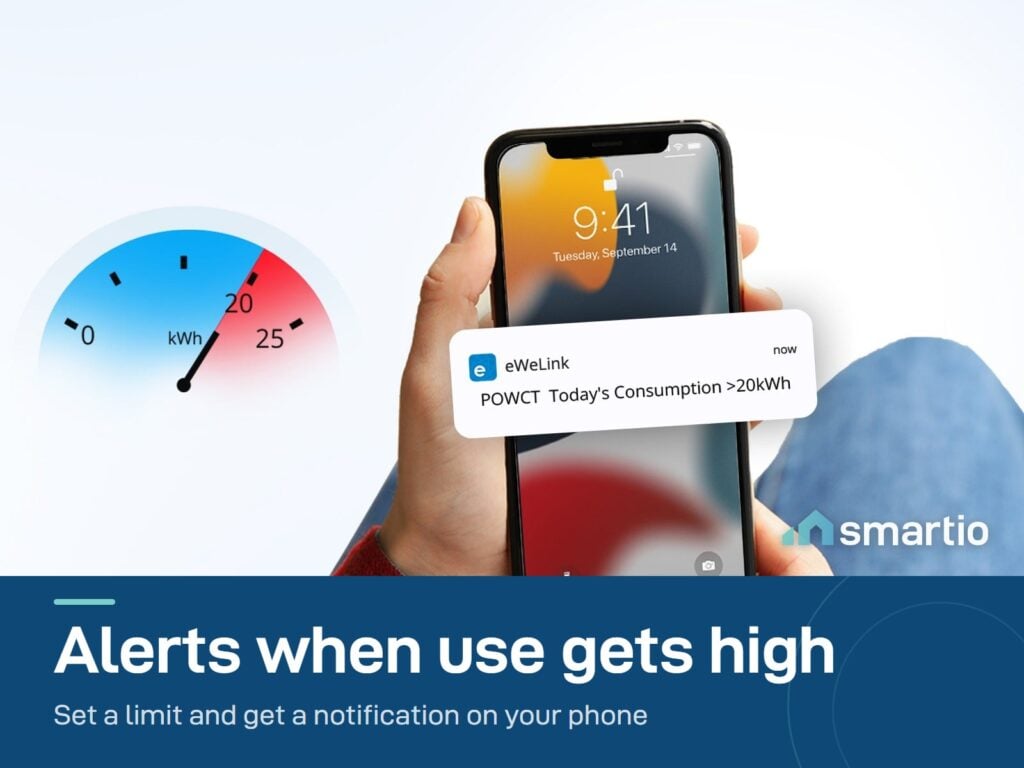 Sonoff POWCT notification in eWeLink when daily use passes a limit