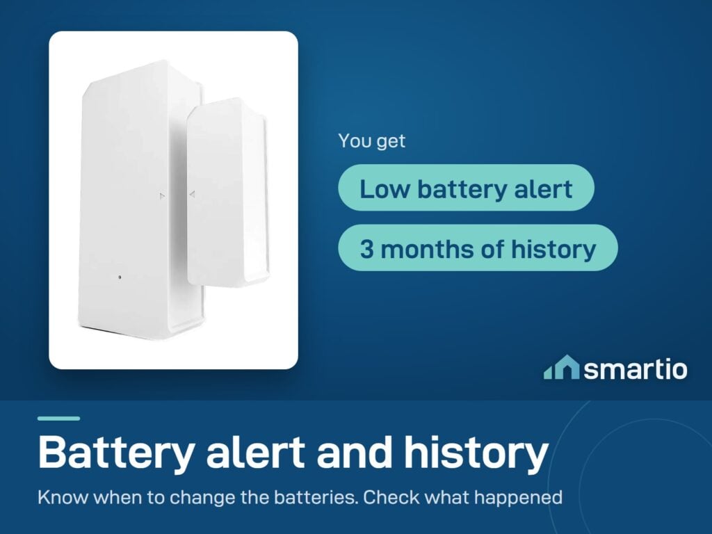 Sonoff DW2 sends a low battery alert and keeps 3 months of activity history in the eWeLink app
