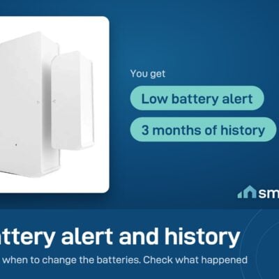 Sonoff DW2 sends a low battery alert and keeps 3 months of activity history in the eWeLink app