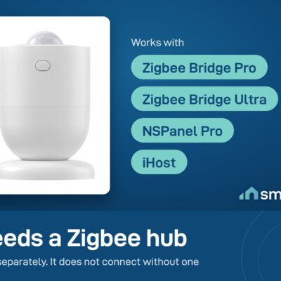 Sonoff SNZB-03P Zigbee motion sensor needs a Zigbee hub: Bridge Pro, Bridge Ultra, NSPanel Pro or iHost