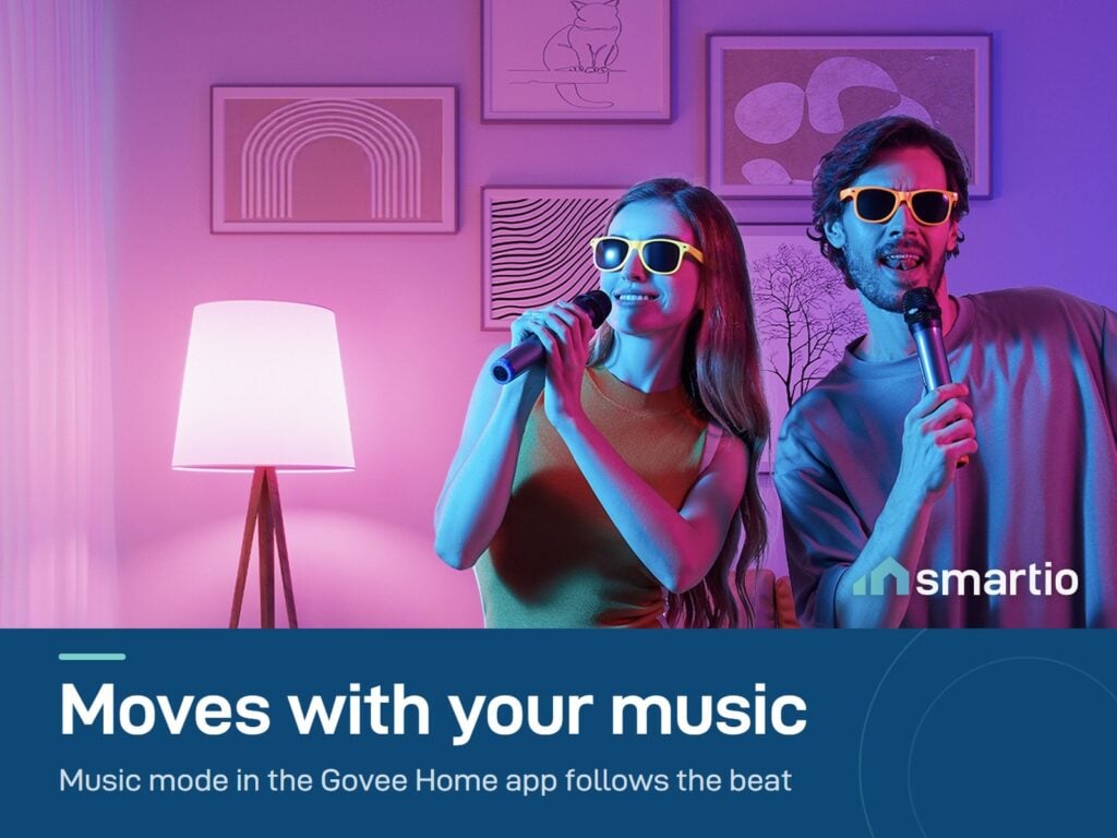 Govee GU10 smart bulbs in music mode while a couple sings