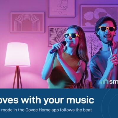 Govee GU10 smart bulbs in music mode while a couple sings